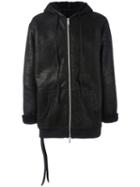 Unravel Project Hooded Shearling Lined Coat, Men's, Size: Small, Black, Cotton/sheep Skin/shearling/viscose