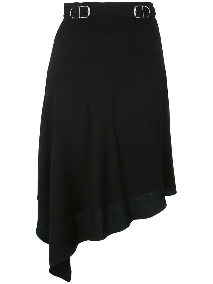 Carven - Asymmetric Hem Skirt - Women - Silk/polyester/acetate - 36, Black, Silk/polyester/acetate