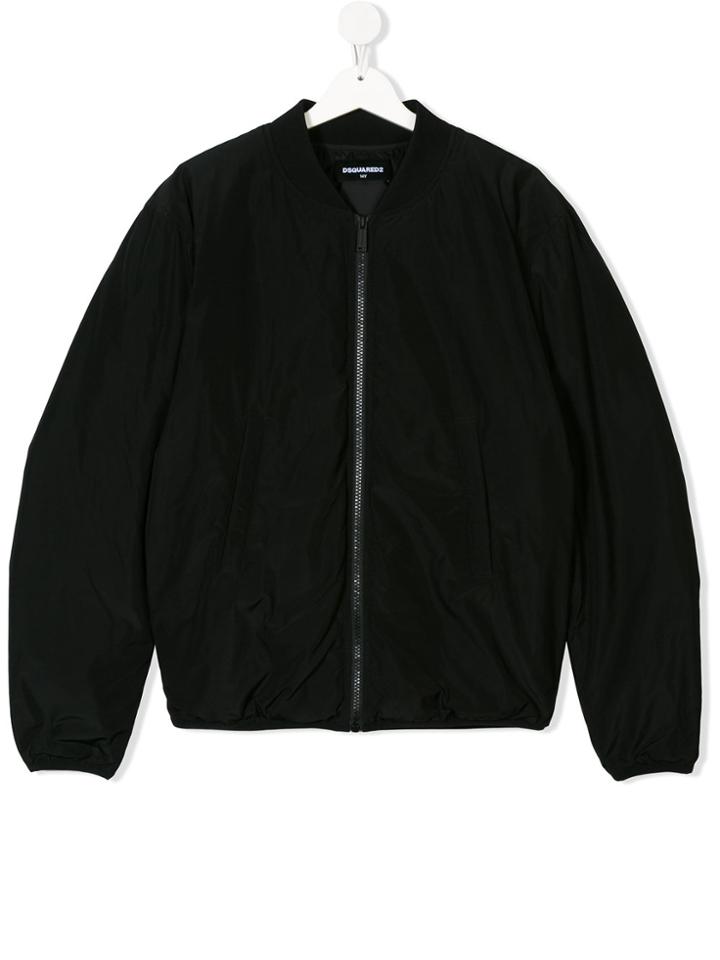 Dsquared2 Kids Teen Logo Print Bomber Jacket - Black