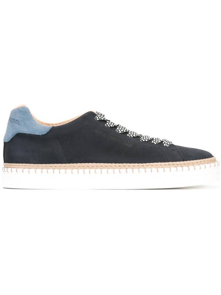 Hogan Rebel Raffia Detail Lace-up Sneakers - Black