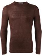 La Fileria For D'aniello - Slim-fit Ribbed Jumper - Men - Linen/flax - 46, Brown, Linen/flax