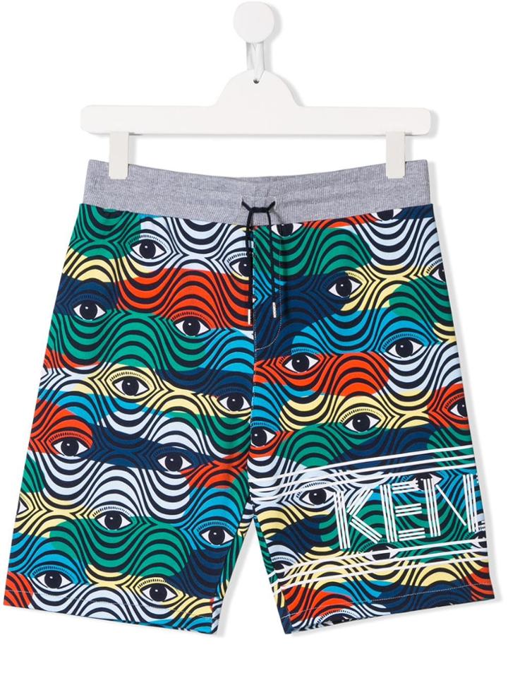 Kenzo Kids Eye Wave Pattern Shorts - Blue