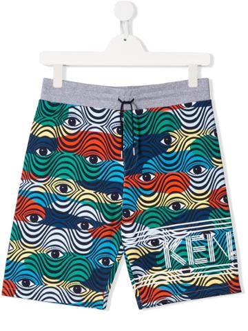 Kenzo Kids Eye Wave Pattern Shorts - Blue