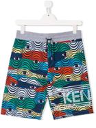Kenzo Kids Eye Wave Pattern Shorts - Blue