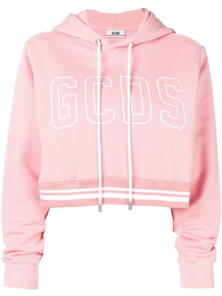 Gcds Cropped Logo Hoodie - Pink
