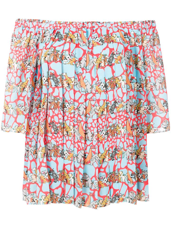 Ultràchic Printed Off-the-shoulder Top - Blue