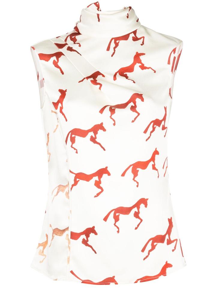 Alejandra Alonso Rojas Horse Print Blouse - Red