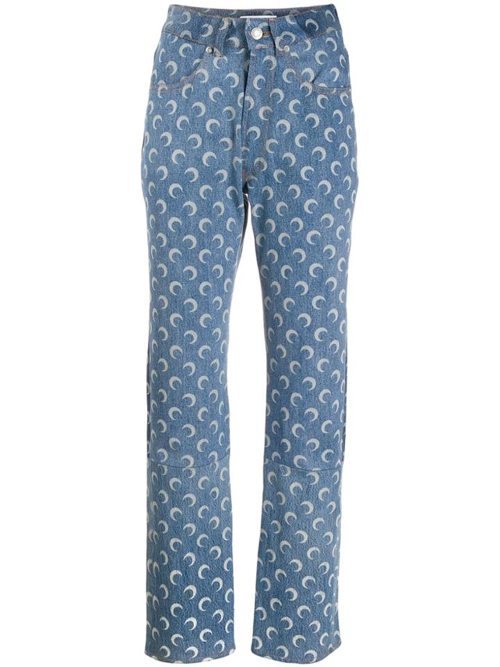 Marine Serre Moon Print Jeans - Blue