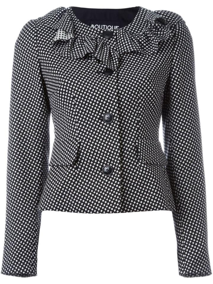 Boutique Moschino Frill Neck Fitted Jacket, Women's, Size: 42, Black, Acetate/rayon/other Fibers