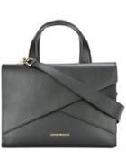 Emporio Armani Logo Print Shoulder Bag, Women's, Black, Calf Leather/cotton