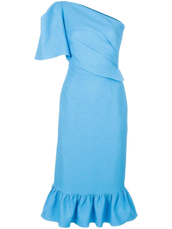Edeline Lee Ruffle-hem Asymmetric Dress - Blue