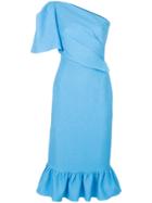 Edeline Lee Ruffle-hem Asymmetric Dress - Blue