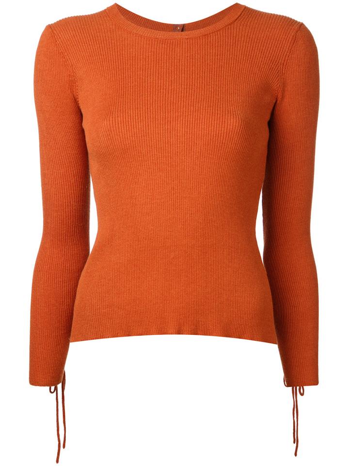 Muller Of Yoshiokubo Laced Sleeve Jumper, Women's, Size: 36, Yellow/orange, Cotton