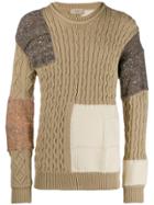Maison Flaneur Contrast Panel Wool Sweater - Brown