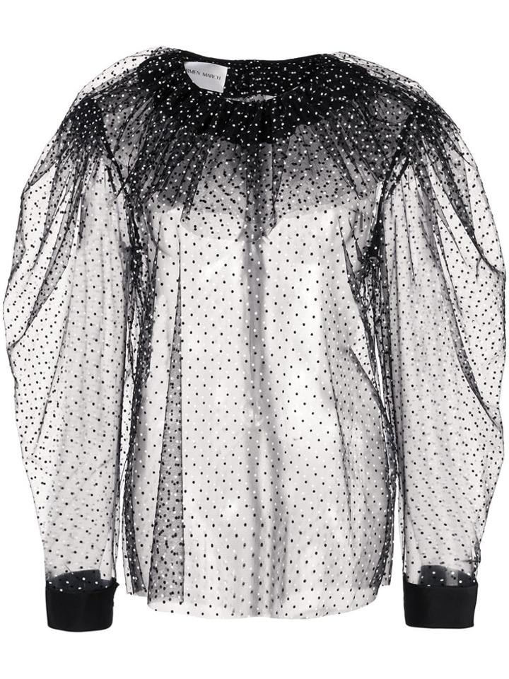 Carmen March Metallic Dot Blouse - Black