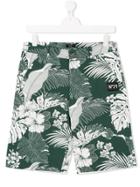 No21 Kids Teen Tropical Print Shorts - Green