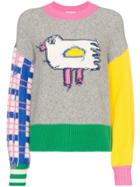 Mira Mikati Colour-block Bird Motif Sweater - Grey