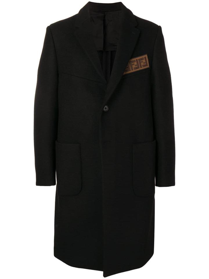 Fendi Logo Patch Classic Coat - Black