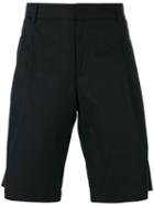 Les Hommes - Pleated Detail Bermudas - Men - Cotton/spandex/elastane - 50, Black, Cotton/spandex/elastane