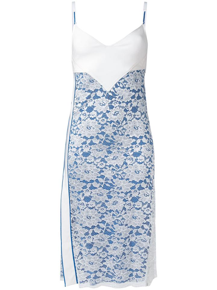 Paco Rabanne Lace Panel Slip Dress - Blue