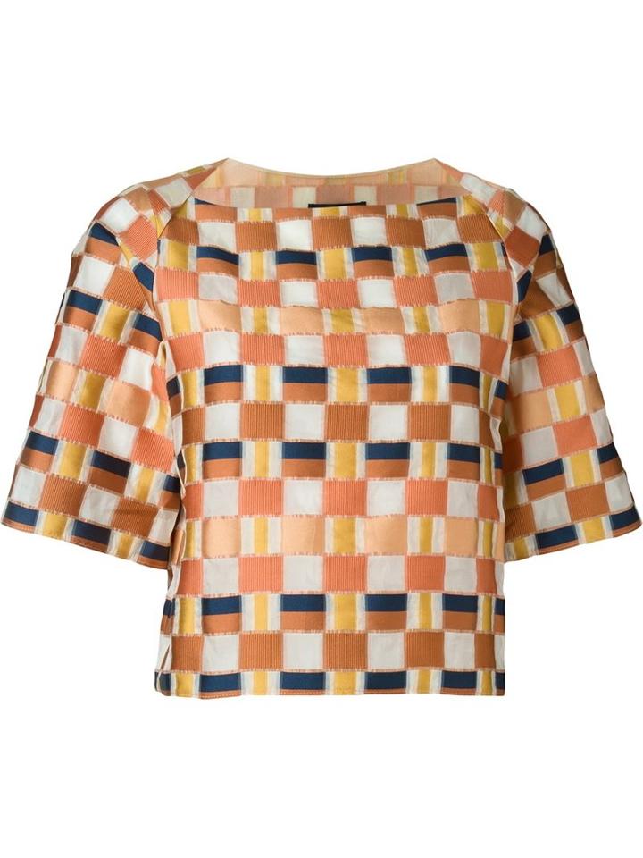 Cristiano Burani Plaid Embroidered Blouse