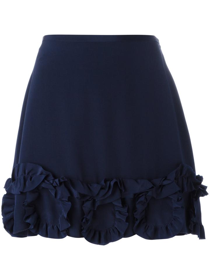 See By Chloé - Ruffled Mini Skirt - Women - Silk/viscose - 36, Women's, Blue, Silk/viscose