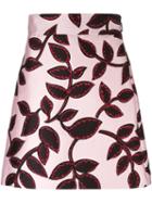 Msgm Floral Patch A-line Skirt, Women's, Size: 44, Pink/purple, Acrylic/polyamide/polyester/metallic Fibre