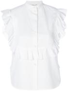 Helmut Lang Ruffle Bib Sleeveless Shirt - White