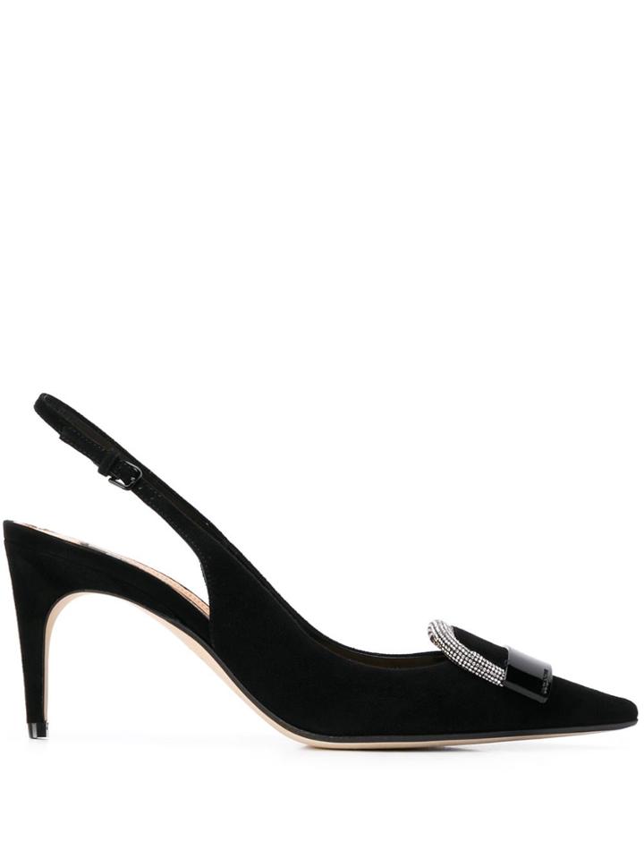 Sergio Rossi Studded Buckle Sling-back Pumps - Black