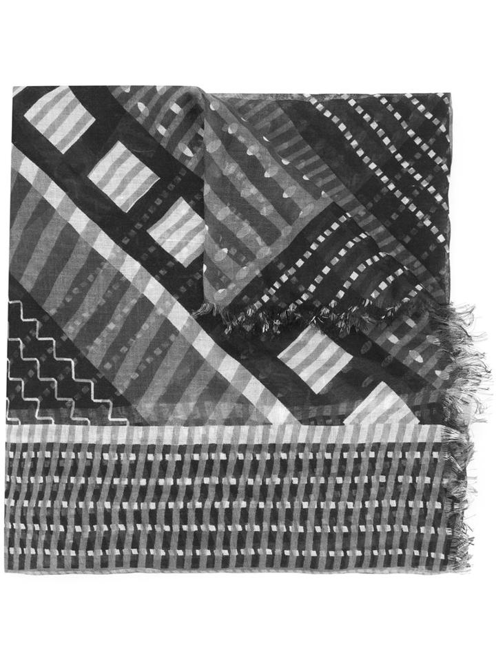 Issey Miyake - Tribal Scarf - Women - Silk/linen/flax - One Size, Black, Silk/linen/flax