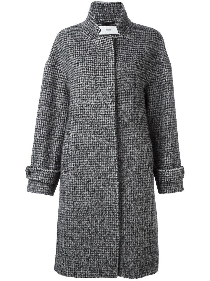 Closed Houndstooth Pattern Coat, Women's, Size: Small, Black, Acrylic/nylon/polyester/alpaca