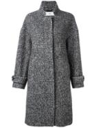 Closed Houndstooth Pattern Coat, Women's, Size: Small, Black, Acrylic/nylon/polyester/alpaca