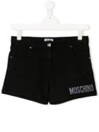 Moschino Kids Teen Logo Denim Shorts - Black