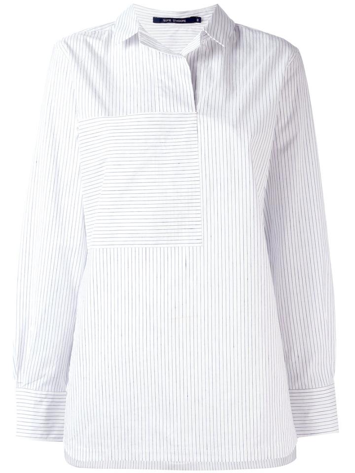 Sofie D'hoore Striped Panel Shirt, Women's, Size: 38, White, Cotton/linen/flax
