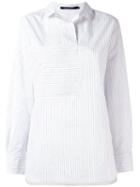 Sofie D'hoore Striped Panel Shirt, Women's, Size: 38, White, Cotton/linen/flax