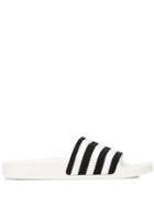 Adidas Logo Stripe Slide Sandals - White