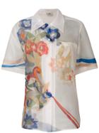 Fendi Floral-embroidered Sheer Blouse - White