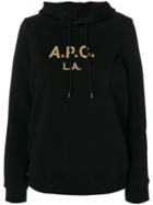 A.p.c. Printed Drawstring Hoodie - Black