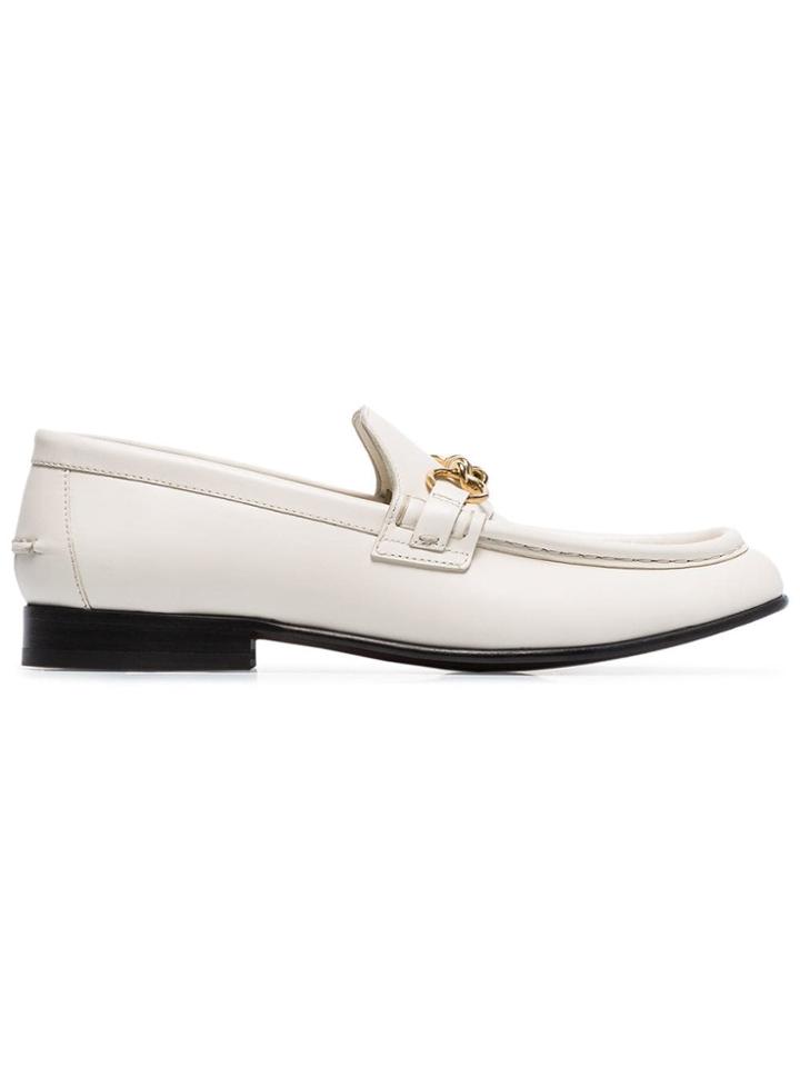 Burberry Cream Solway Leather Loafers - White