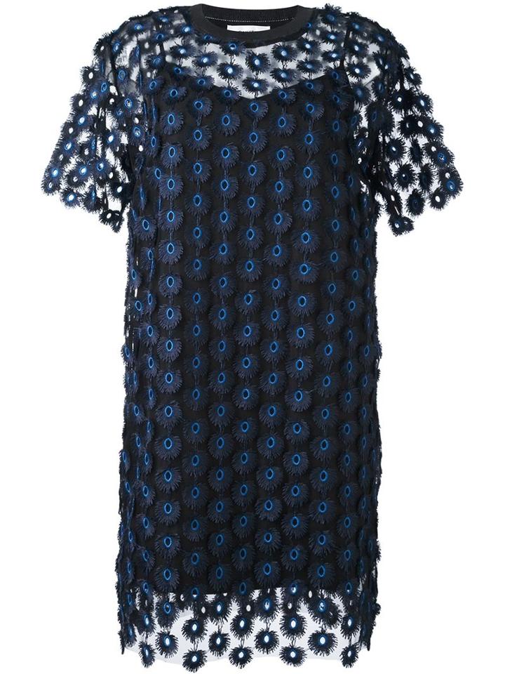 Carven Lace Overlay Dress, Women's, Size: 36, Blue, Polyester