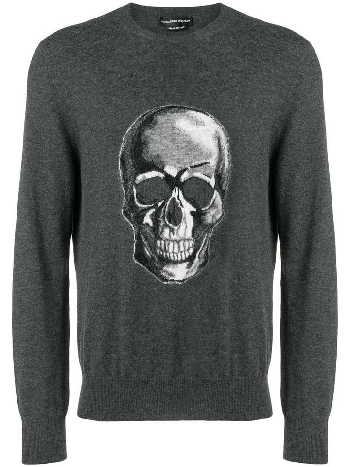 Alexander Mcqueen Skull-intarsia Sweater - Grey