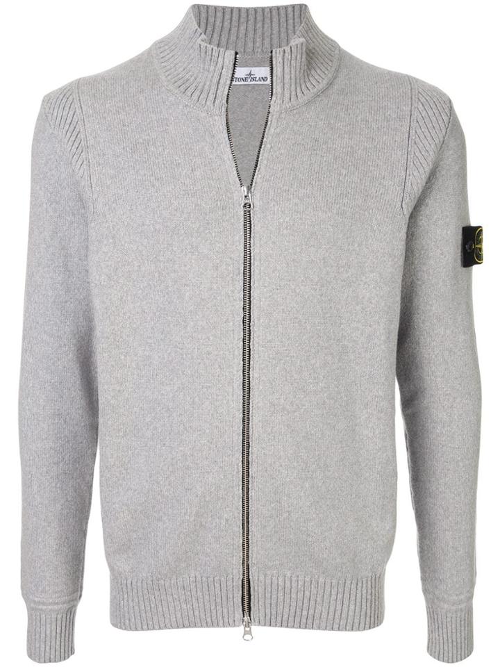 Stone Island Funnel Neck Zipped Cardigan - Grey