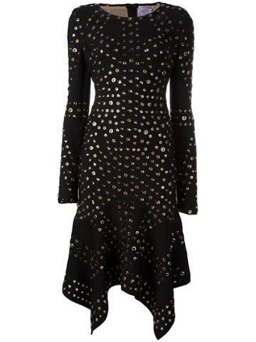 Hervé Léger Eyelet Handkerchief Dress, Women's, Size: Medium, Black, Nylon/polyester/spandex/elastane/metal (other)