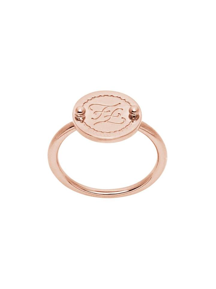 Fendi Karligraphy Motif Signet Ring - F0cj4-gold Pink
