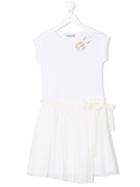 Belted T-shirt Dress - Kids - Cotton/polyester - 10 Yrs, White, Mi Mi Sol
