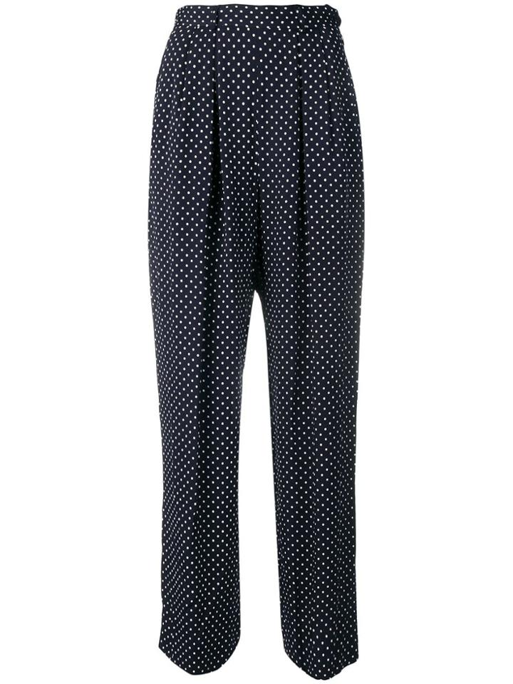 Yves Saint Laurent Vintage 1970's Spotted Print Trousers - Black