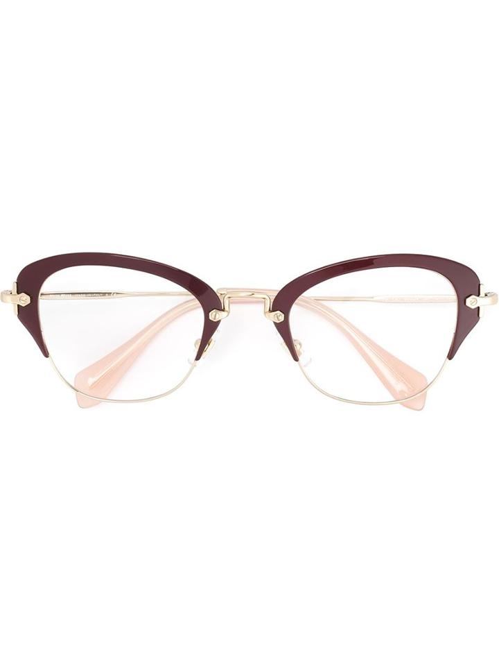 Miu Miu Eyewear Cat Eye Glasses, Pink/purple, Metal (other)/rubber