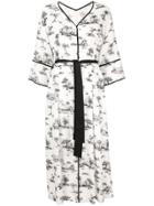 Loveless Palm Print Kimono Dress - White