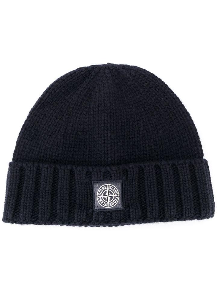 Stone Island Compass Badge Beanie - Blue