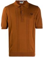 Fred Perry Cable Knitted Polo Shirt - Brown